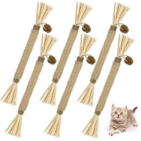 ألعاب Catnip Chew للقطط ، 6 حزمة Silvervine Nattern Toys Toys Matatabi Catnip Toys Silvervine للقطط العصي Catnip Sticks هريرة التسنين لتنظيف أسنان القطط