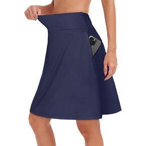 KORALHY 20" Knee Length Skorts Skirts for Women, High Waisted Tennis Athletic Skirt with Zipper Pocket
