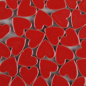 2.2x2.3cm Ceramic Mosaics Pieces Stained Glass, Assorted Colors and Love Heart Shapes, 48pcs/200g (Red) in Saudi Arabia