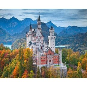 Zuvrdiai DIY Digital Painting Neuschwanstein Castle Germany Paint by Numbers Attose repling on Canvas بدون إطار الكبار جدار جدار ديكور المنزل 16x20inch