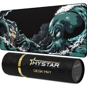 Hystar® Extended Gaming Mouse Pad | XXL 36 "x 16" | سميك 5 ملم ، سطح مقاوم للماء ، نسيج البوليستر الناعم ، وقاعدة المطاط الطبيعية | أسطورية كراكين