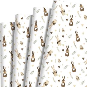 Sanixin 12 Sheets Easter Bunny Wrapp Paper Cute Rabbit Eggs Heart with spot proct rebbit hift paper paper for Easter Spring Baby Shower Diy Crafts Home Forms