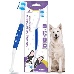 Dog Toothbrush - Dual Head Tooth Brush Newly Upgraded 60° Wavy Brush Head - Surrounds Teeth Like a Cloud for Dental Care and Cleaning - Suitable for Large/Medium and Small Dogs (Small Head End)