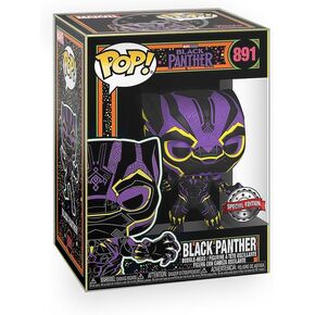 Pop Marvel - Black Panther (Black Light Effect) Exclusive Collectibles Vinyl Figure Bundle with Compatible Funko Box Protector