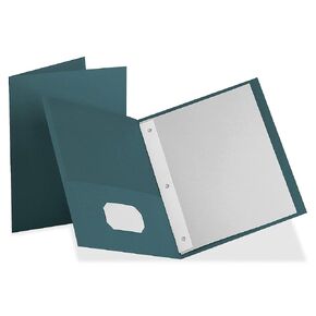 Oxford Twin Pocket Letter-Size Folders, 3-Hole Fastener, Recycled, Teal, 25 Count