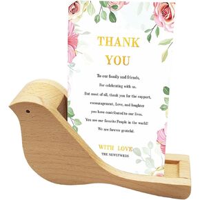 Wooden Bird Business Card Case Card Class Clip ، Rack Salendar Desktop Notes Rack لزينة المكتب المنزلي ، حامل بطاقة بطاقة بريدية.