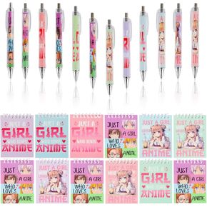 Anime Gifts - 12-Piece Anime Stationery Set, Anime Mini Notebooks and Pen Set, Kawaii Anime Journals for Fans, Perfect Anime Merch & Anime Desk Décor
