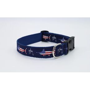Preston Heavy Duty Adjustable Dog Collar or Dog Leash - Ideal Dog Collars and Leashes Come in Different Sizes for All Dogs. Guy Harvey USA Marlin (Medium Collar 1.25 inch), Red, White, Blue