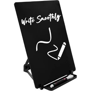 Okydoky Desktop Black Acrylic Dry Erase Board, Tabletop whiteboard with Stand, 10" x 12" Frameless Acrylic Board for Home, School, Office, Black Surface(Desktop-BK-2530)