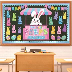 Spring Easter Classroom Decorations Easter Bulletin Board Set Easter Bunny Eggs He is Risen Cross Cutouts Christian Religious Cutout for School Home Church Wall Door(Cross)