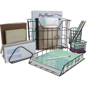مجموعة Sorbus Desk Organizer ، مجموعة المكتب الذهب Rose 5 قطع تتضمن حامل كأس القلم الرصاص ، ومربعة رسائل ، ودرج رسائل ، ومنظم ملفات معلقة ، وحامل الملاحظات اللزج للمنزل أو المكتب (النحاس)