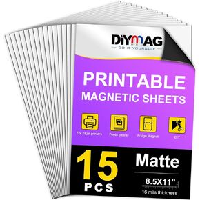 DIYMAG Printable Magnetic Sheets, 32Pcs 8.5 x 11 Inch Flexible Magnet Sheets Matte Non Adhesive Magnetic Paper for Inkjet Printer Photo DIY Crafts in Kuwait