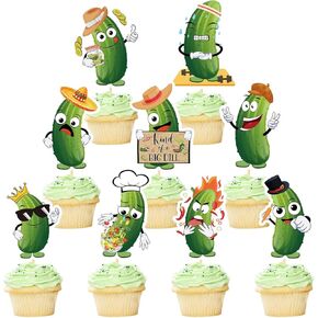 Pickle Birthday Party Decorations - 36PCS Pickle Birthday Decorations Cartoon Kind of a Big Dill Cupcake Toppers Cake Pick Decor Cucumber Fruit Vegetable Theme Party Supplies Kids Women