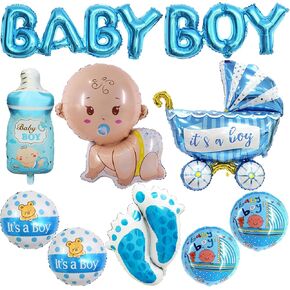 10 PCS Baby Baby Boy Balloons ، و Down Decorts ، إنها حرف Mylar Foil للترحيب بالمنزل ، حفلة تكشف الجنس