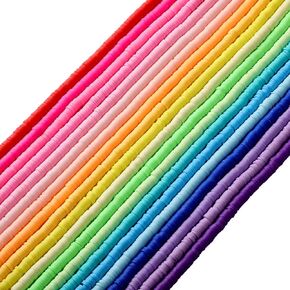8000 Pieces 20 Strands Polymer Clay Beads Disc Flat Heishi Beads Round Vinyl Handmade Spacer Beads for Making Jewelry Necklace Bracelet DIY Crafts(Multiple Colors, 6 mm)