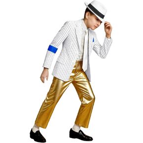 Boys Dance Star Costume Kids 80s 90s Pop Star Stage Outfits Halloween Party Dress Up
