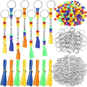Landical 1746 PCS 50 SETS TRAGUTION BEADS KEYCEAIN END من العام هدايا سلسلة المفاتيح Bulk DIY Make Key Making Key Craft Keyrings Beads Beads Exclues for Grad Craft Project Prendant