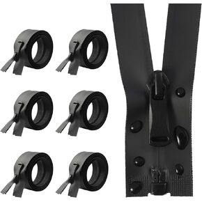 Santiccipa 6 PCS من سحاب مقاوم للماء 32 بوصة #5 سوستة سوداء ، مناسبة للخياطة ، والسترات ، والأكياس الجافة ، وحقائب الظهر ، والمعاطف المطر