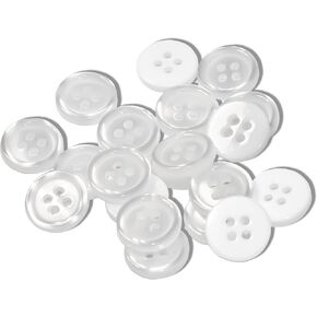12 Pcs Mother of Pearl Buttons for Shirt 4 Hole Pearl Buttons 0.45 inch 18L Round White Plastic Pearlized 11mm Ideal for Shirt Blouse Dress Skirt DIY Craft Project Clothes Décor