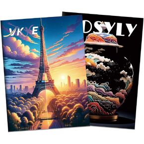 2 PCS Landmark/CityView & Cultural Sursels Coloring Book - أنماط ثقافية رائعة ، هدية مثالية لعشاق التلوين ، مناسبة للبالغين والمراهقين ، موصى بها العلامات