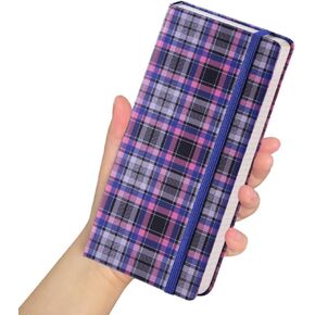 Small Graph Paper Notebook, 3.5 x 7.3 Inch 160 Pages Hardcover Pocket Notebook, 100 GSM No Bleed Thick Grid Paper with Inner Pocket Classic Journal Notebook.Pink Purple Grid
