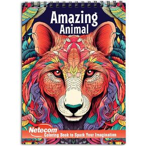 Netecom Mandala Animal Colling Colling Book Boll Lound ، Softcover ، 30 صفحة تلوين نابضة بالحياة من حيوانات الغابات اللطيفة لتخفيف الإجهاد والاسترخاء