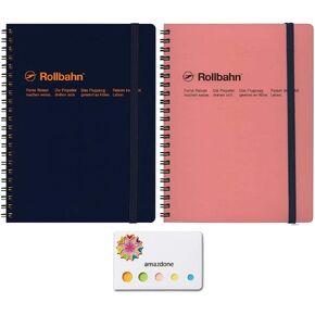 Delfonics Roruban Pocket Memo A5 Dark Blue＆Baby Pink(500056-428,500056-561) Set of 2 and amazdone Sticky Notes