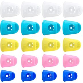 20pcs Rubber Finger Tip Guard, 5 Sizes Finger Grips Protector for Sorting Paper, Rubber Fingertip Cover Cap for Sewing Carving Cutting Painting Guitar Playing- White & Pink in Saudi Arabia