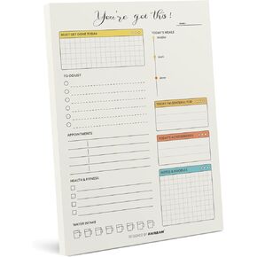 Daily Planner Family Work Organizer, Undated 6x9 Notepad, 50 Sheets, To Do List Pad for Mom, College, School, Office, Daily Scheduler for Goals & Tasks (You're got this - Multicolour, 6" by 9"- Daily)