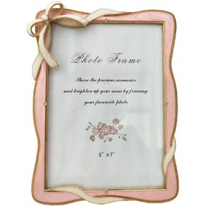 Glamorous Zinc Alloy Bow Rhinestone Picture Frame – Elegant Sparkle, Vintage Design,Floral Design (Gold rhinestone, 5 * 7in) in Saudi Arabia