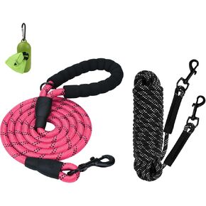 Taglory 30ft Long Dog Leash و 6 أقدام × 1/2 بوصة حبل الكلب المقود ، استدعاء مقود التدريب مع 2 خطافات دوارة للكلاب الصغيرة الكبيرة المشي ، التخييم ، أو الفناء الخلفي