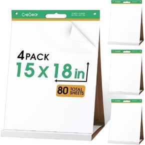 Portable Tabletop Easel Pad 15 x 18 Inches, 1 Pack 20 Sheets/Pad, Super Sticky Tabletop Easel Pad With Built-in Stand For Offices and Schools, Great for Virtual Learning and Presentation