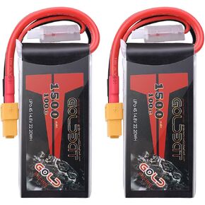 GOLDBAT 1500mAh 4S 100C 14.8V Lipo Battery Softcase Pack with XT60 Plug for RC Boat Heli Airplane UAV Drone FPV - 2 Pack