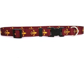 Yellow Dog Design Fleur de Lis Red Break Away Cat Collar, One Size Fits All