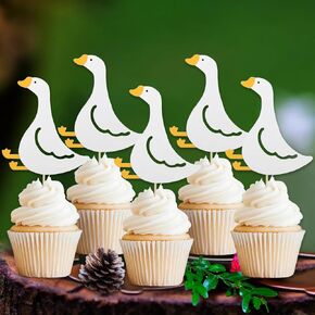24 PCS GOOSE CUPCAKE TOPPORS ، One Silly Goose Birthday Party Decoritations Silly Goose Cake Toppers Cake Cake Cake for Kids Boys Girls Dame Shower