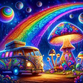 ijbnhd Mushroom Bus Diamond Painting Kits for Adults - Bus Diamond Art Kits for Adults,5D Diamond Painting Mushroom,DIY Full Drill Gem Art and Crafts Kits 14x14inch