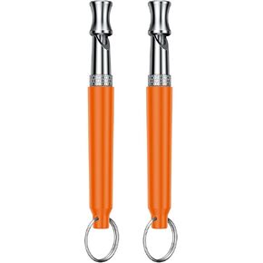 Dog Whistle, Dog Training Whistle with Lanyard, 2 Pcs Adjustable Ultrasonic Silent Dog Recall Whistles, Professional Dog Whistle to Stop Barking Neighbors Dog (Red and Orange)