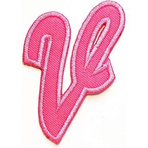 PP Patch Pink Alphabet Letter v Patch ABC Letter School Clothel Bag T-Shirt جينز شارة راكب الدراجة النارية الحديد على خياطة على رسائل الإنجليزية A-Z مطرزة