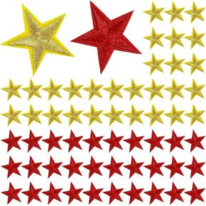 60 PCS Red Star Iron on Patches Small 5 Star Devilishments Mini Gold Star Patches Patches Sele على بقع زخرفية للملابس DIY Craft Backpacks Decoration