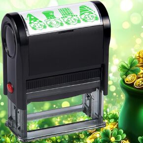 St. Patrick's Day-Stamps Self Inking Holiday Stamps Self-Inking Clover Stamp Custom Shamrock Lucky Stamp Green for Crafting St. Patrick's Day Decorations Party Supplies