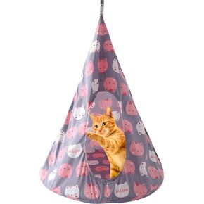 Breathable Cat Hammock Bed Comfortable Hanging Pet Hammock Bed Swing for Cats Small Dogs Rabbits (Lake-Blue,Large)