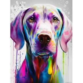 UPABLUNSO Adult Diamond Painting Kits, Animal Close-Ups Full Diamond Round Weimaraner Diamond Dots, Smiling Dog Diamond Painting Kits Home Wall Decoration 12x16inch