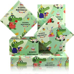 Geluode Green Rapping Paper 6 ورقة ، ورقة التمساح الورق عيد ميلاد ، عيد ميلاد سعيد التمساح ، ورقة لف غابة التمساح ، حيوانات سفاري استوائية