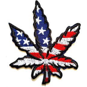 PP Patch Flag of America Pot Leaf Ganja Marijuana Weed Retro Boho Hippie Chinsique-On Patch for Hat Jukets Bags Jeans T-Shirt Propacks