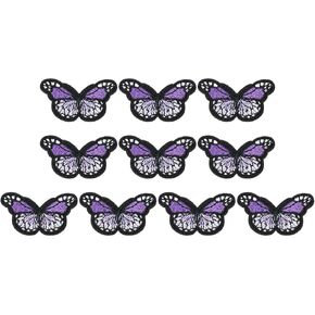 PATIKIL Butterfly Iron on Patch,10 Pcs Butterfly Embroidered Applique Sew on Decorative Patches for Repair Decoration Clothing Hats Jackets Backpack, 1.7"Lx1.1"W, Purple