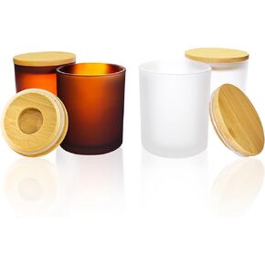10oz Frosted Candle Jars for Candle Making + 10oz Frosted Brown Candle Jars Bundle Set