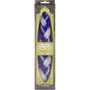 King David Flat Braided Havdalah Candle with 9 Wicks, 26 Centimetres, Blue and White