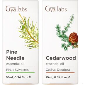 زيوت إبرة الصنوبر لزيت النشر وزيت Cedarwood لمجموعة الشعر - 100 ٪ من الزيوت العطرية العطرية الطبيعية - 2x0.34 Fl Oz - Gya Labs