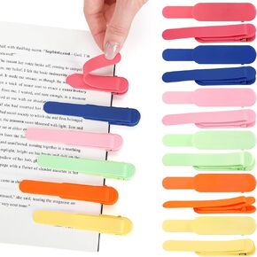 12 Pieces Automatic Bookmarks, Silicon Smart Book Marks for Reading Women Men, Cute Unique Book Clips Colorful Page Holder for Book Reading Lover Accessories, 6 Color