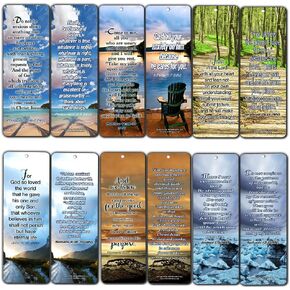 NewEights Most Highlighted Bible Verses Bookmarks Cards Bulk Set - KJV Version (12-Pack) – Daily Motivational Card Set – Collection Set Book Page Clippers – Ideal for Church Prayer Group Gifts